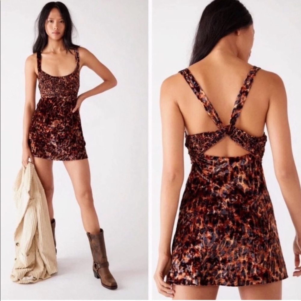 Free People Virgo Moon Velvet Mini Dress Night Combo